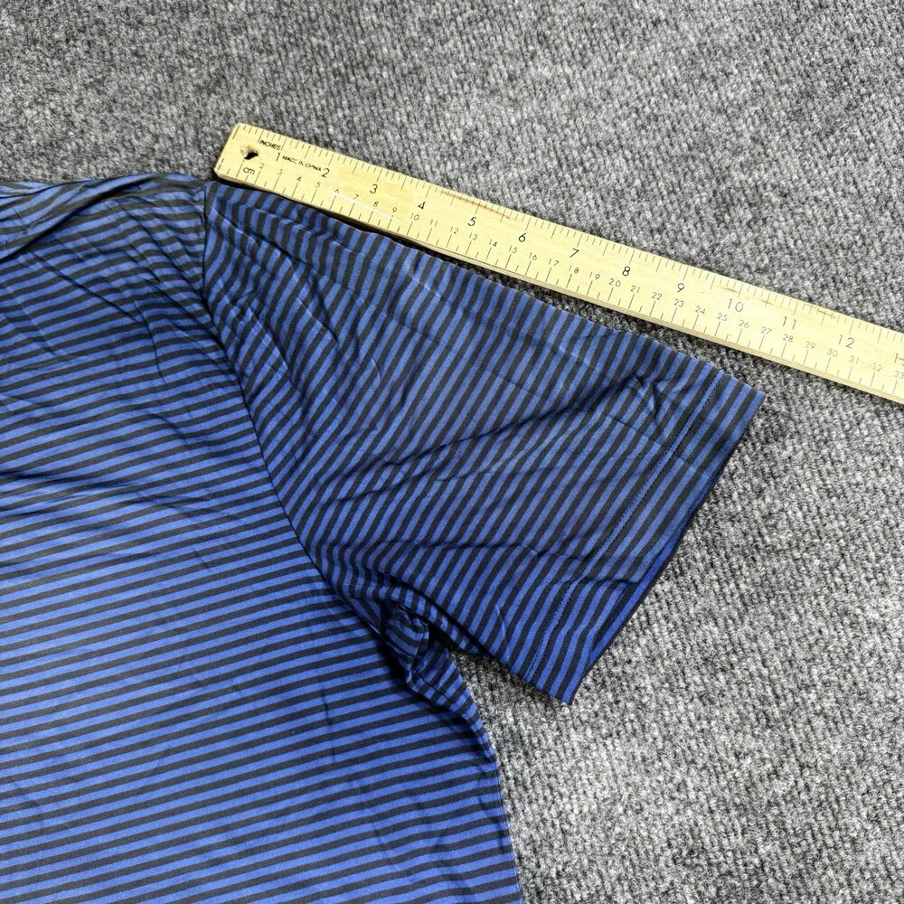Puma Golf Mens Striped Polo Size L (Tag Illegible, See Measurements) Blue Black